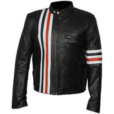 Men's Rider-Style Black Motorcyle Sheepskin Leather Jacket